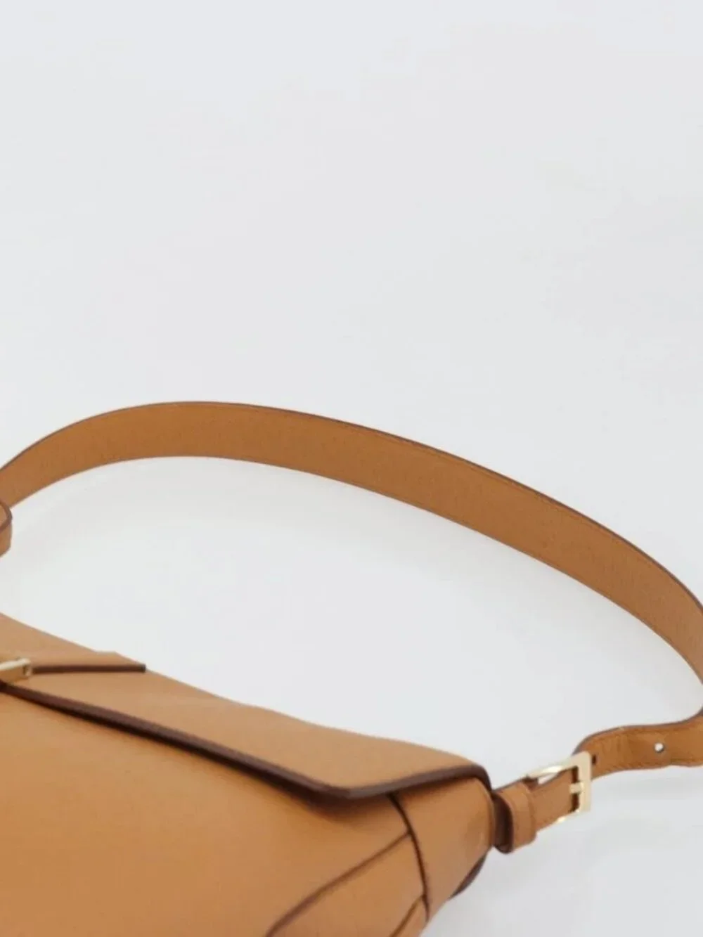 Salvatore Ferragamo Gancini Shoulder Bag Leather Brown Gold Auth 186271A